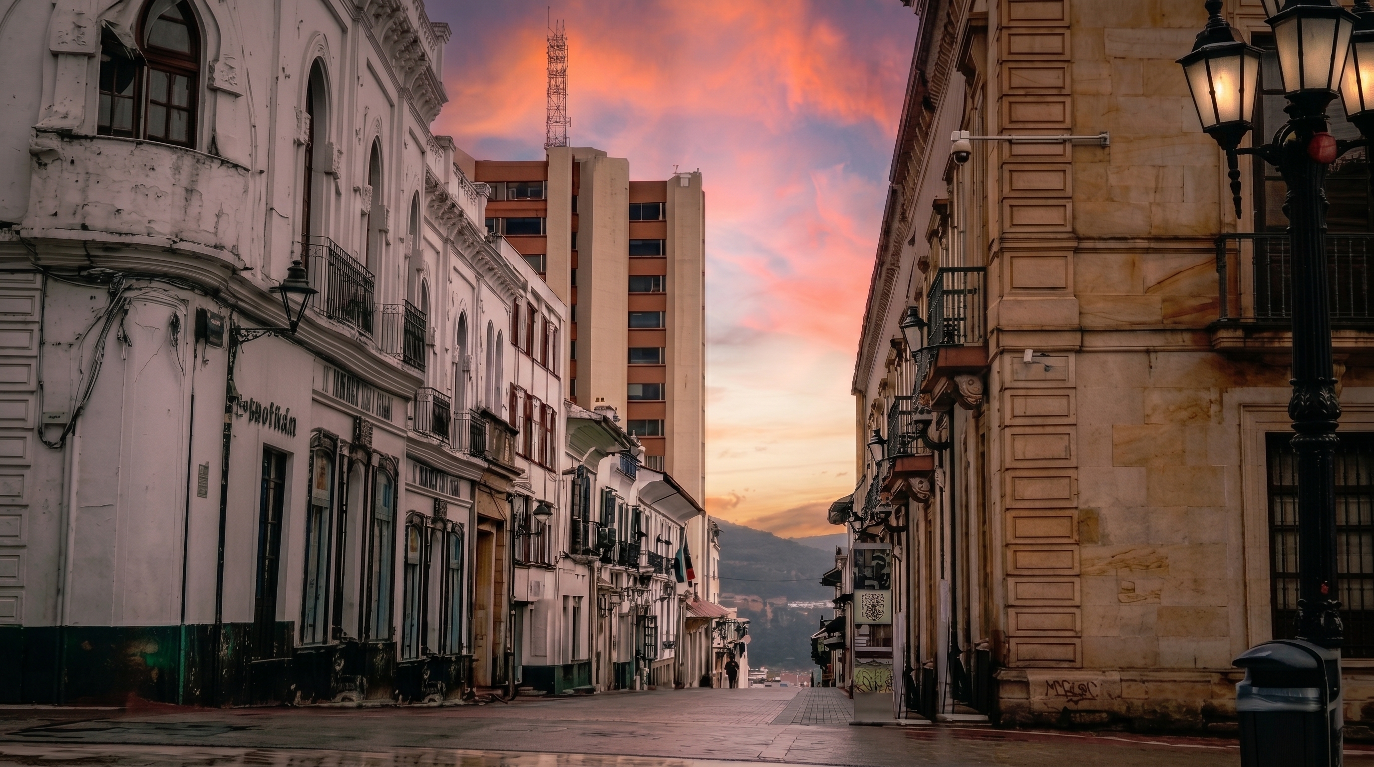 Ciudad al atardecer
